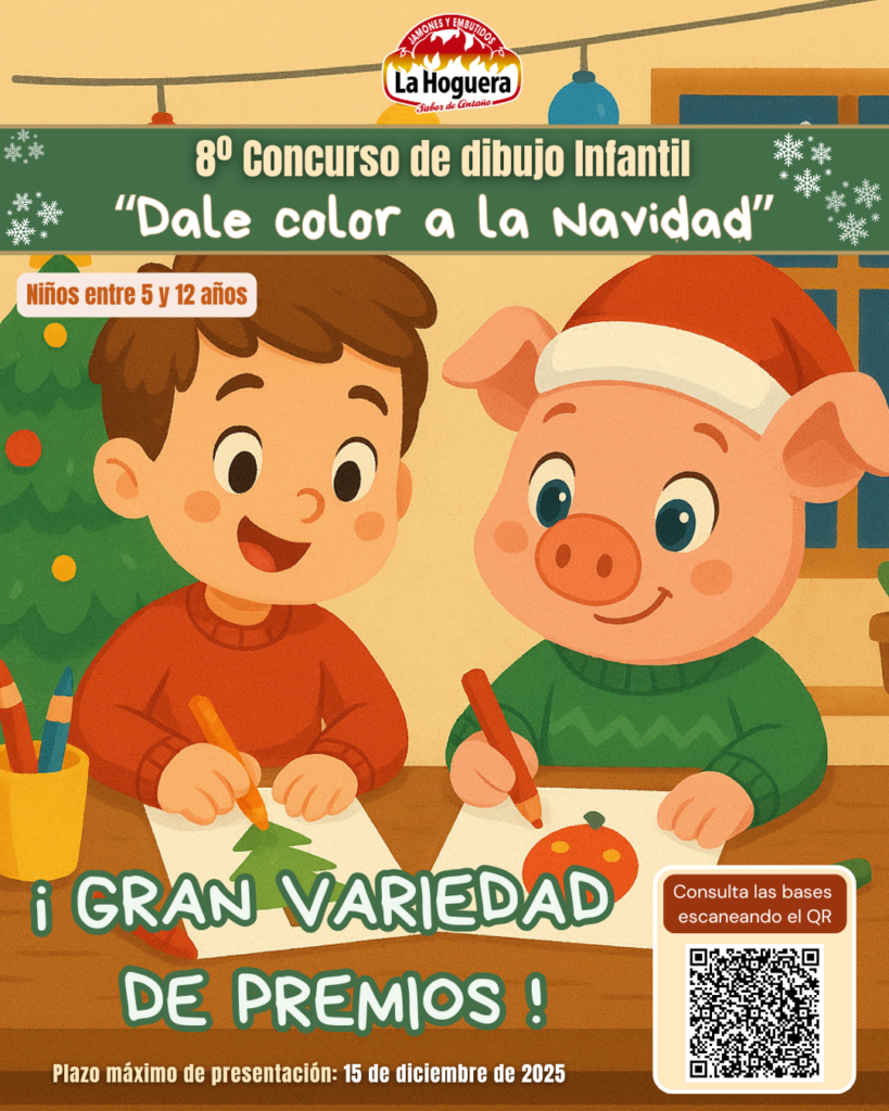 Niños dibujando en concurso de Navidad La Hoguera, premios y creatividad infantil.