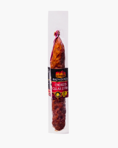 Chorizo cular extra en paquete de la tienda La Hoguera.